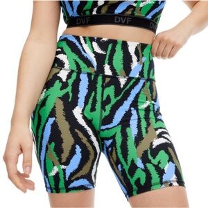 Diane von Furstenberg x Target Disco Zebra Green Bike Shorts Size XL NWT